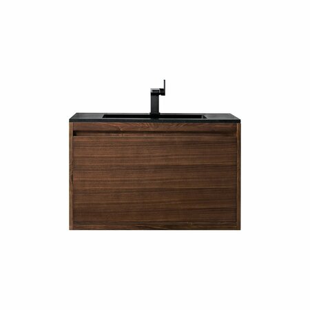 JAMES MARTIN VANITIES 35.4'' Single Vanity, Mid-Century Walnut w/ Charcoal Black Composite Stone Top 805-V35.4-WLT-CH